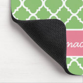 Green Quatrefoil | Roze en groene preppy Muismat (Hoek)