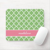 Green Quatrefoil | Roze en groene preppy