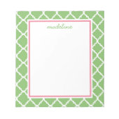 Green Quatrefoil | Roze en groene preppy Notitieblok (Voorkant)