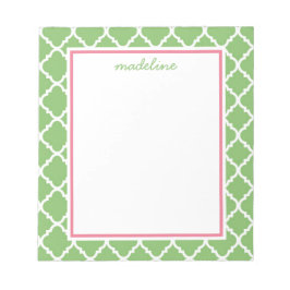 Green Quatrefoil | Roze en groene preppy Notitieblok