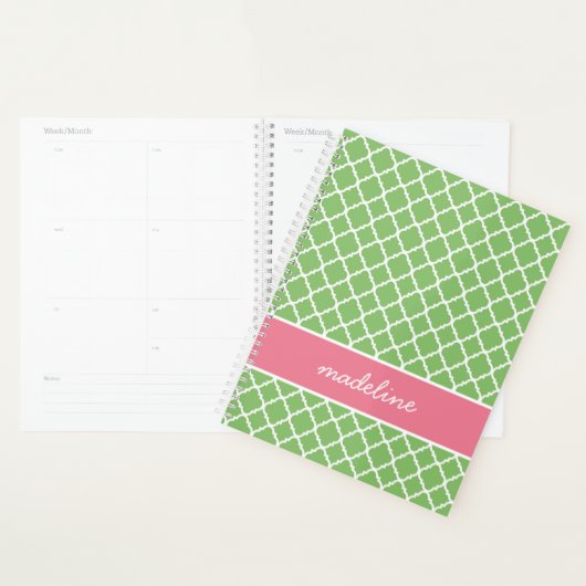 Green Quatrefoil | Roze en groene proppy Planner (Display)