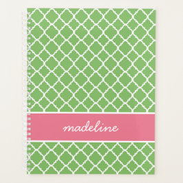 Green Quatrefoil | Roze en groene proppy Planner