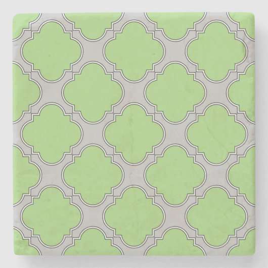 Green Quatrefoil Stenen Onderzetter (Voorkant)