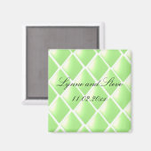 Green Quilted Diamond Save the Date Magneet (Voorkant / Achterkant)