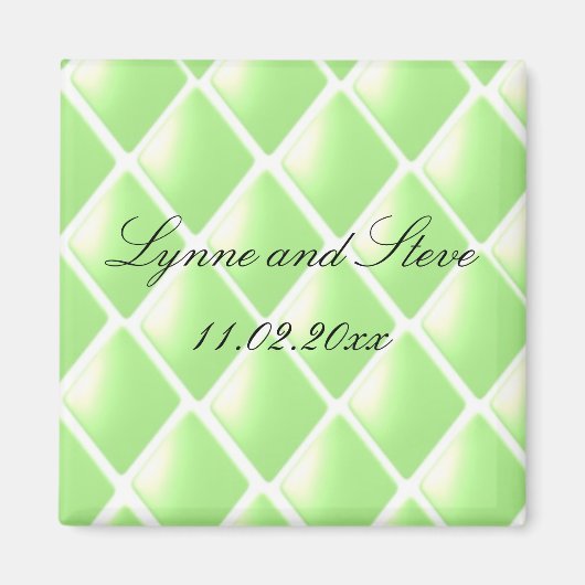 Green Quilted Diamond Save the Date Magneet (Voorkant)