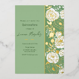 Green Quinceañera Folie Invitation Uitnodiging
