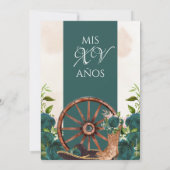 Green Quinceanera Rozen  Charro Western Kaart (Achterkant)