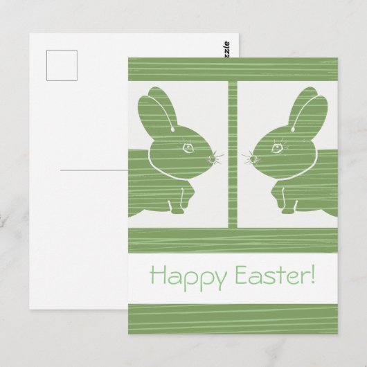 Green Rabbits Easter Briefkaart (Voorkant / Achterkant)