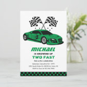 Green Race Auto Two Fast Boys 2e verjaardag Kaart (Staand voorkant)