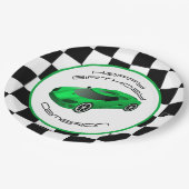 Green Race Car | Aangepaste geboortedag Papieren Bordje (Gekanteld)