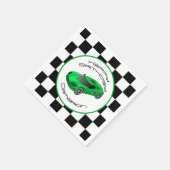 Green Race Car | Aangepaste geboortedag Servet (Hoek)