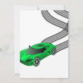Green Race Car | Aangepaste uitnodiging voor kinde (Achterkant)