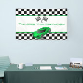 Green Race Car Birthday Party Spandoek (Beurs)