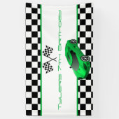 Green Race Car Birthday Party Spandoek (Verticaal)