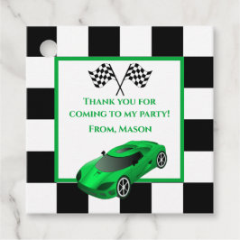 Green Race Car | Kinderen van Birthday Bedankjes Labels