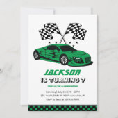 Green Race Car Racing Kinder Boys Birthday Kaart (Voorkant)