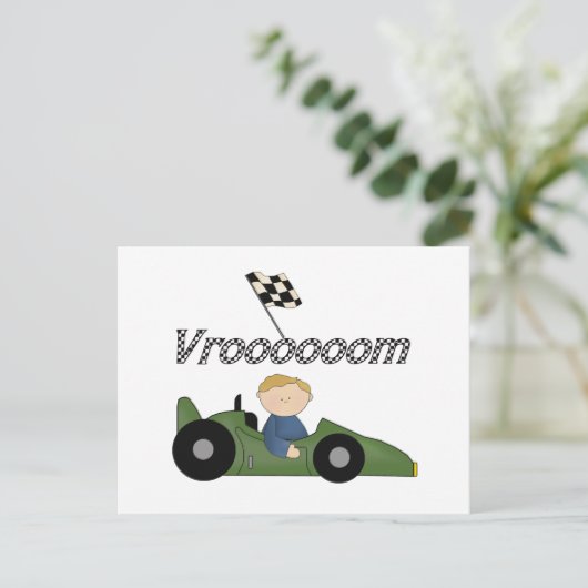 Green Race Car Vroom Tshirts en cadeaus Briefkaart (Staand voorkant)