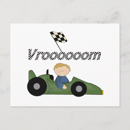 Green Race Car Vroom Tshirts en cadeaus Briefkaart (Voorkant)