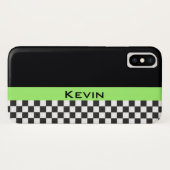 Green Racing Stripe Design iPhone X Hoesje (Achterkant (horizontaal))