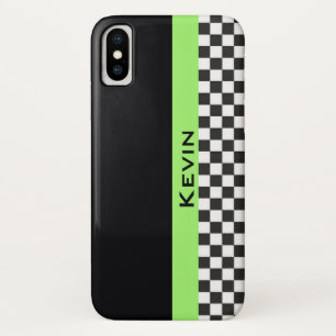 Green Racing Stripe Design iPhone X Hoesje