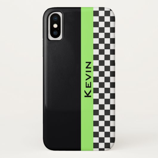 Green Racing Stripe Design iPhone X Hoesje (Achterkant)