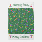 Green Rainbow Candy Canes kerst Kitchen Towel Theedoek (Verticaal)
