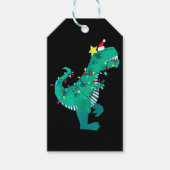 Green Rainbow Dinosaur Roar Winter Cadeaulabel (Voorkant)