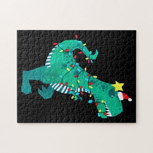 Green Rainbow Dinosaur Roar Winter Legpuzzel (Horizontaal)