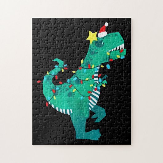Green Rainbow Dinosaur Roar Winter Legpuzzel (Verticaal)