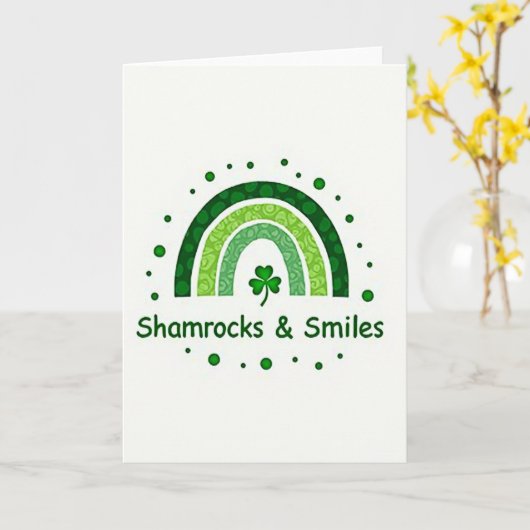 Green Rainbow Dots Pattern Card Kaart (Gele Bloem)