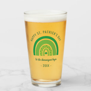 Green Rainbow Irish Shamrock Happy St Patricks Day Glas