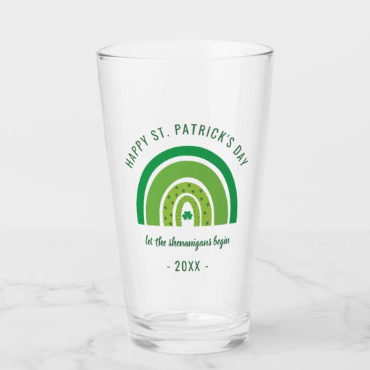 Green Rainbow Irish Shamrock Happy St Patricks Day Glas (Voorkant)