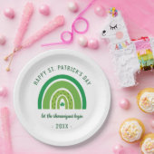 Green Rainbow Irish Shamrock Happy St Patricks Day Papieren Bordje (Feest)