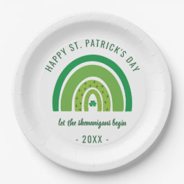 Green Rainbow Irish Shamrock Happy St Patricks Day Papieren Bordje