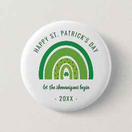 Green Rainbow Irish Shamrock Happy St Patricks Day Ronde Button 5,7 Cm