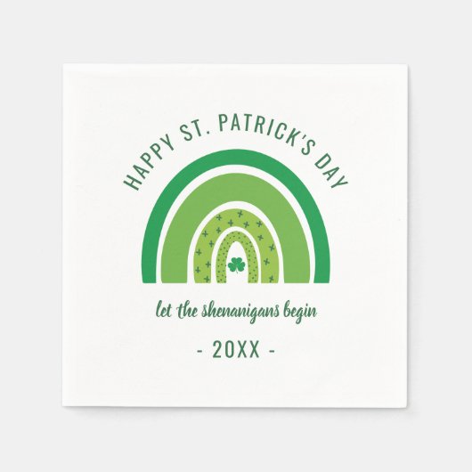 Green Rainbow Irish Shamrock Happy St Patricks Day Servet (Voorkant)