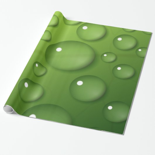 Green Raindrop Pattern Cadeaupapier (Uitgerold)