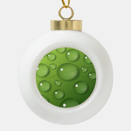 Green Raindrop Pattern Keramische Bal Ornament (Voorkant)