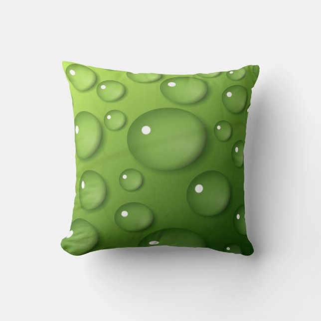 Green Raindrop Pattern Kussen (Voorkant)