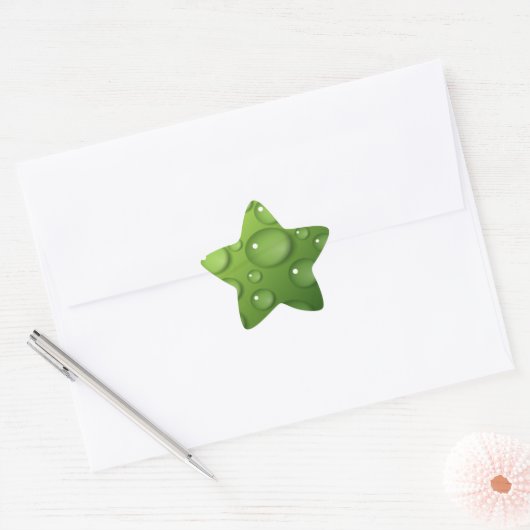 Green Raindrop Pattern Ster Sticker (Envelop)
