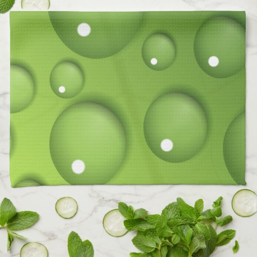 Green Raindrop Pattern Theedoek (Gevouwen)