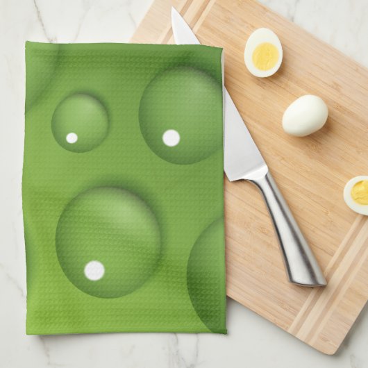 Green Raindrop Pattern Theedoek (Quarter Fold)