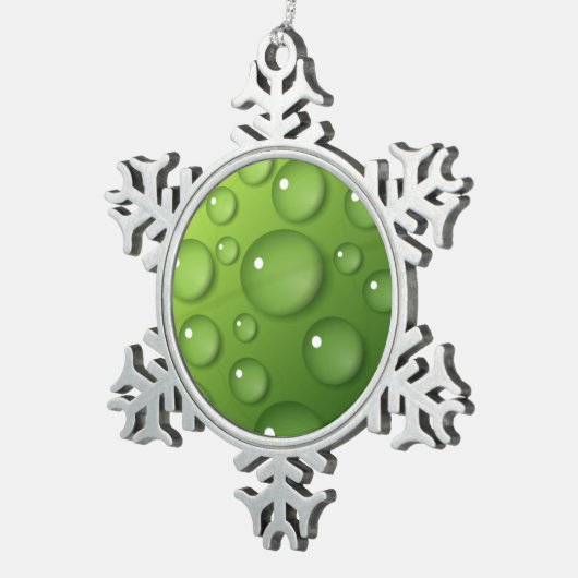 Green Raindrop Pattern Tin Sneeuwvlok Ornament (Rechts)