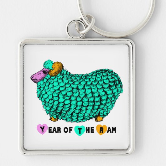 Green Ram Chinese New Year Zodiac Sleutelhanger (Voorkant)
