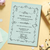 Green Ramadan Bow doodle ramadan iftar invitation Kaart