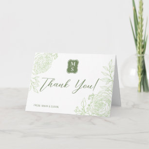 Green Ranunculus Wedding Felicitatie Kaart