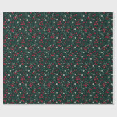 Green red and white Christmas flowers Cadeaupapier (Vlak)