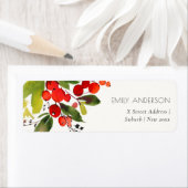 GREEN RED BERRIES WATERVERF CHRISTMAS ADRES ETIKET (Insitu)