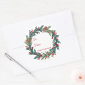 Green Red Berry Wreate kerstcadeautje Sticker (Envelop)