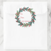 Green Red Berry Wreate kerstcadeautje Sticker (Tas)